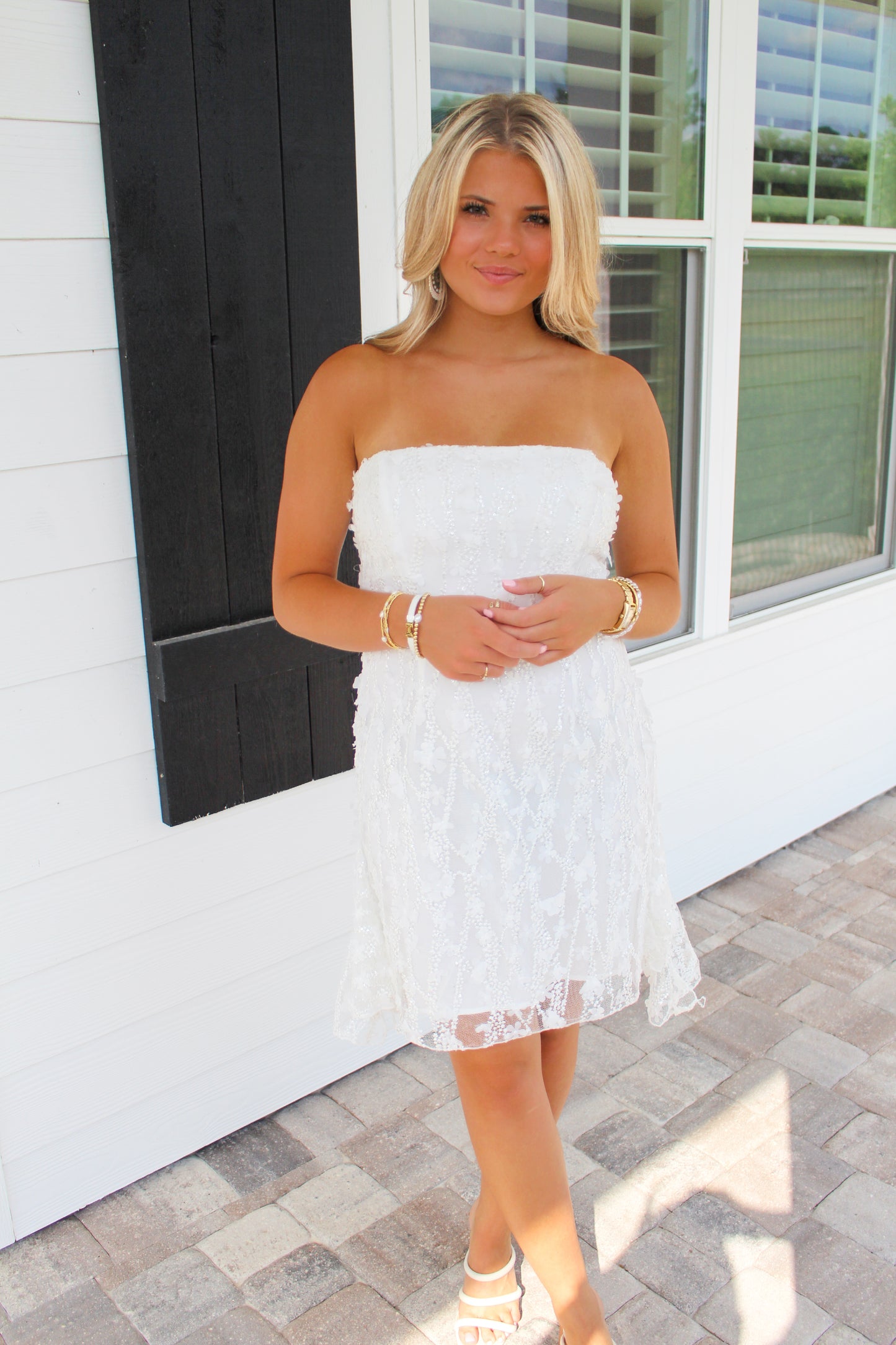 Simply Divine Woven Dress- White