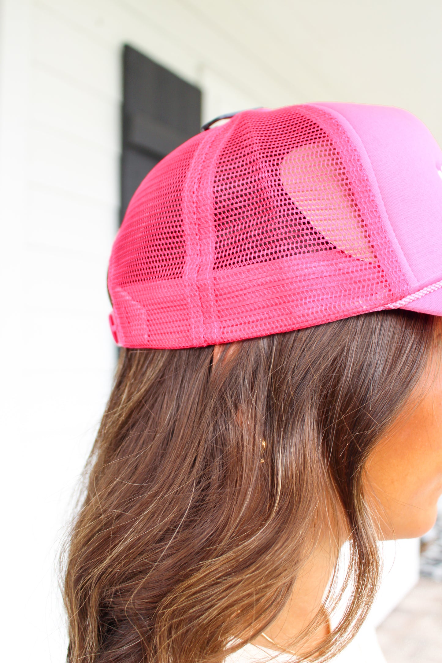 Happy Hour Trucker Hat- Hot Pink