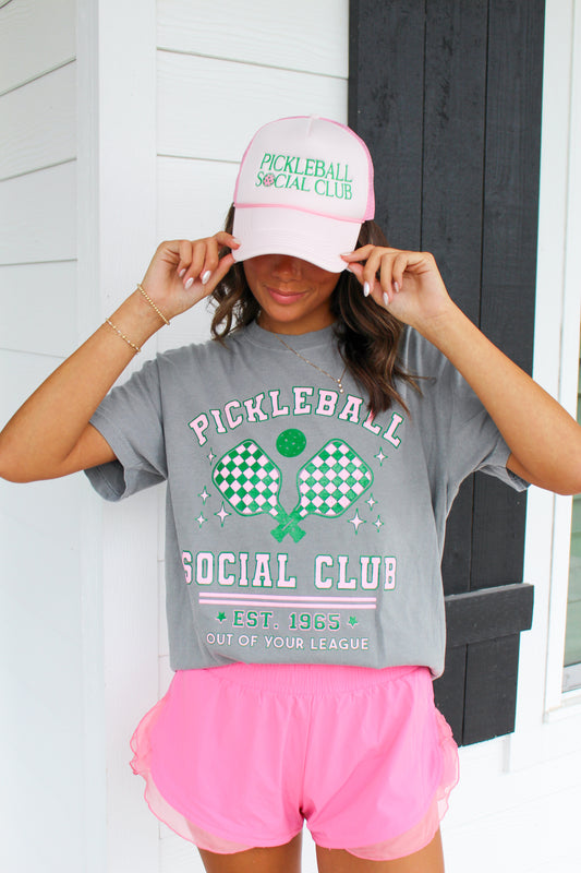 Pickleball Social Club Trucker Hat- Pink