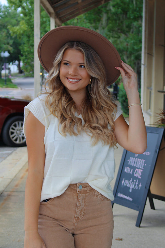 Stepping Into Fall Brim Hat- Brown