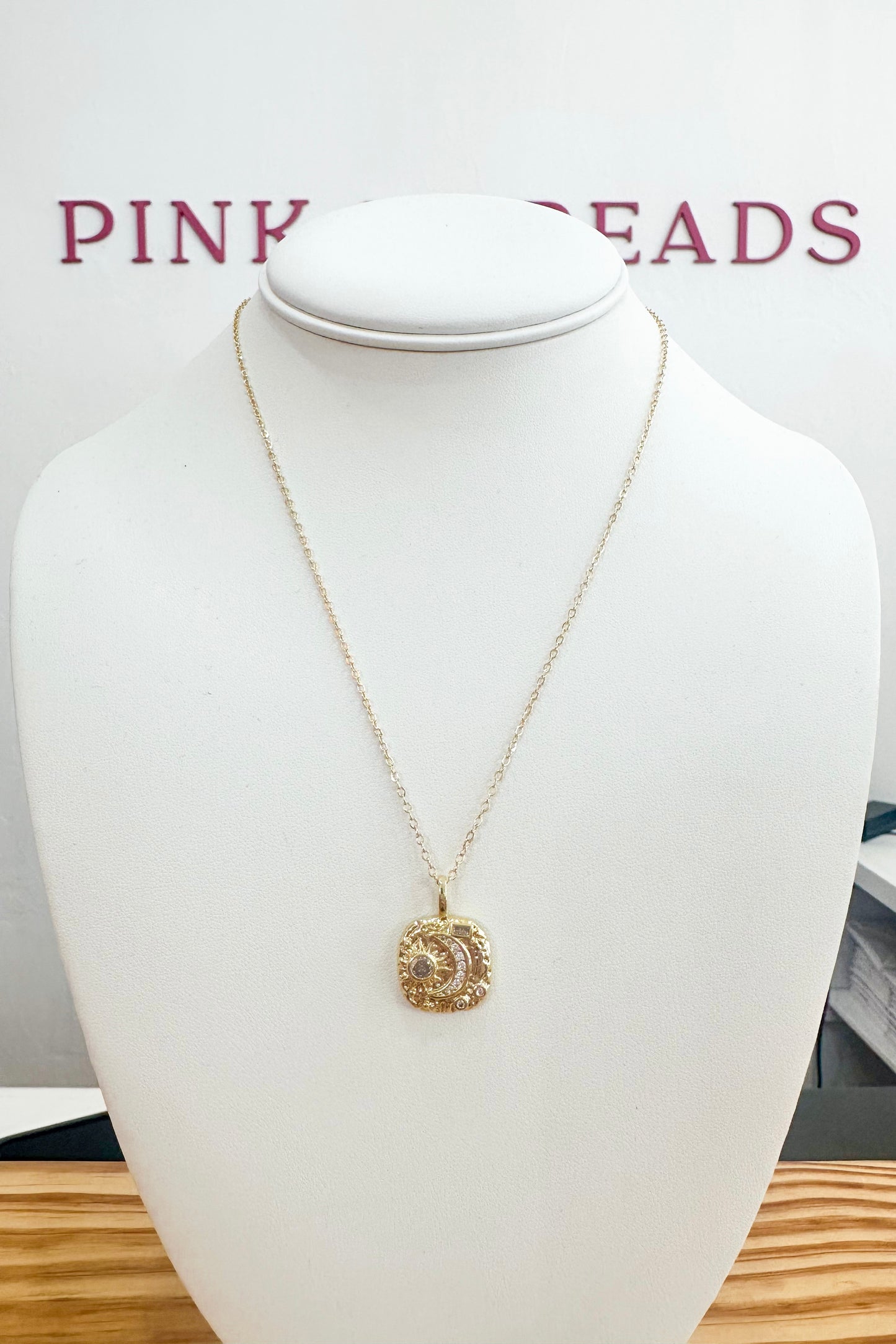 Klassy Rounds Sun & Moon Necklace- Gold