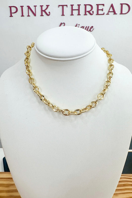 Klassy Rounds Thick Chain Necklace- Gold