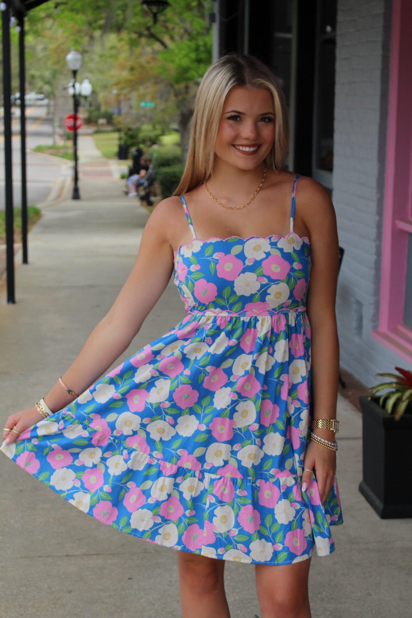 Ditsy Floral Scalloped Dress