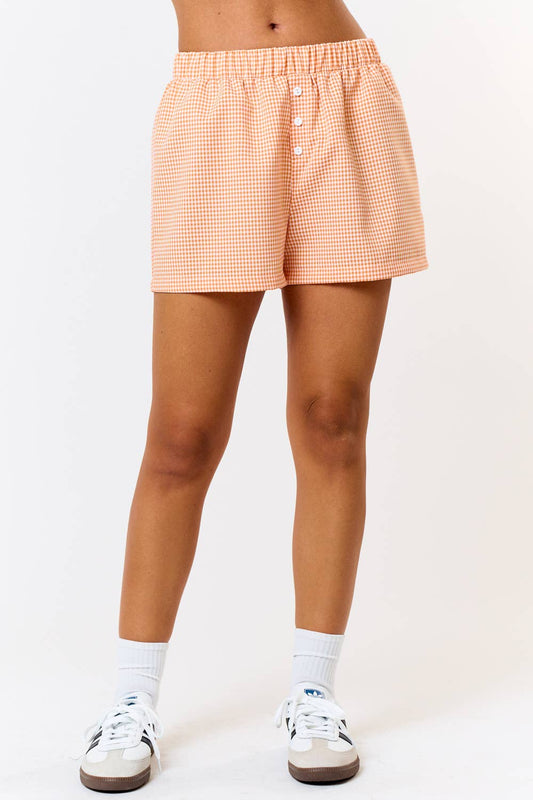 Gingham Boxer Shorts- Orange