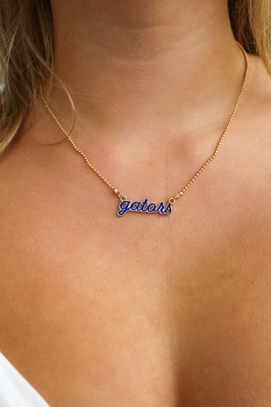 Florida Gators Script Necklace- Blue