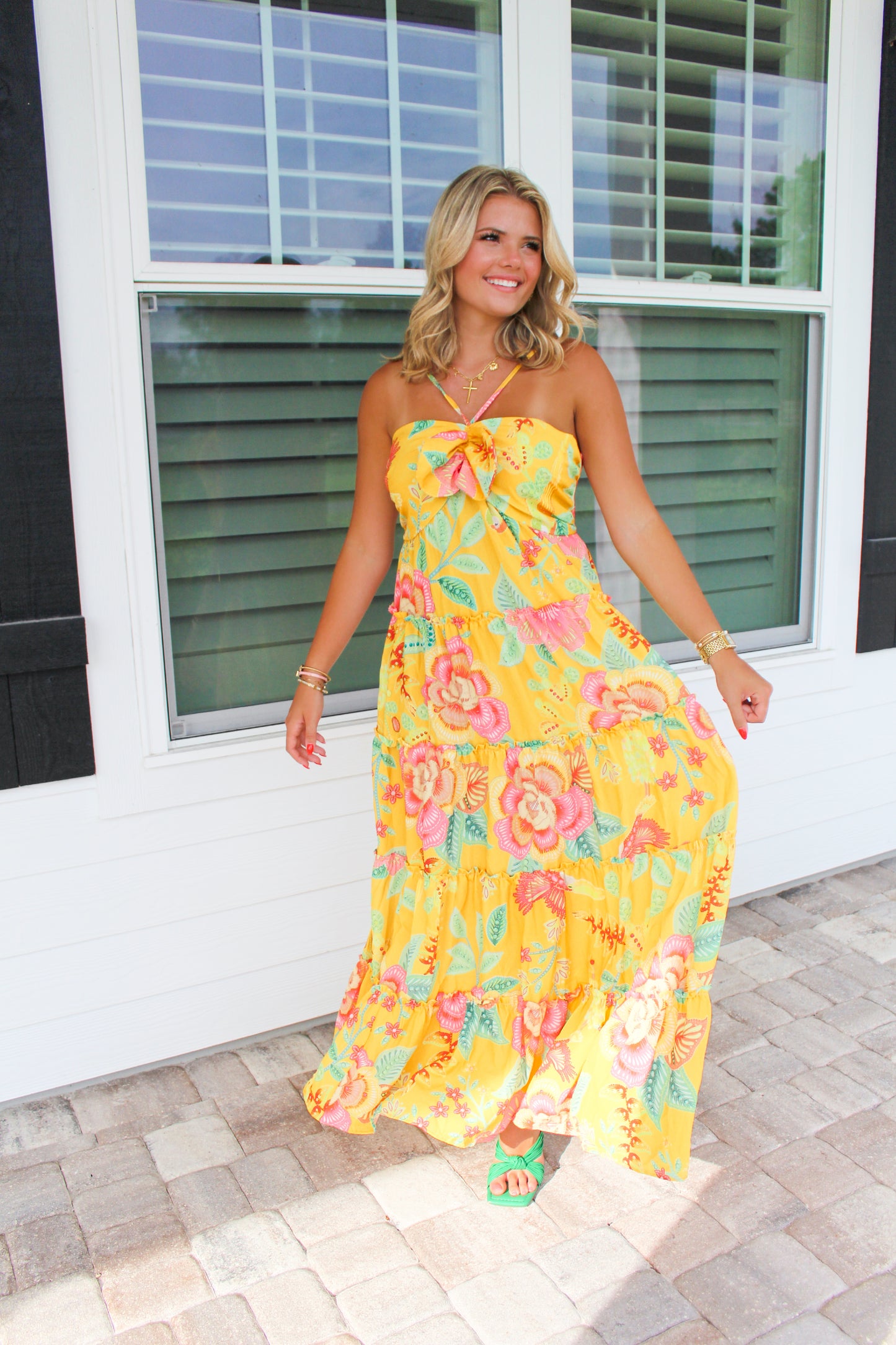 Island Glow Halter Maxi Dress- Orange