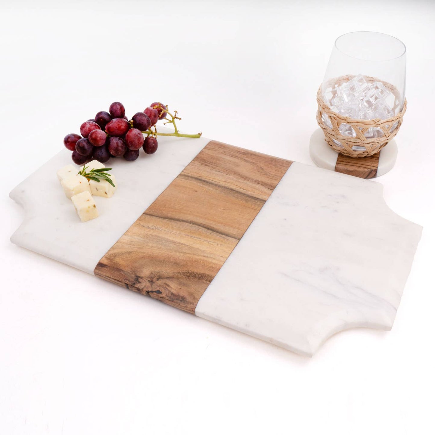 Marble & Wood Beveled Serving Board