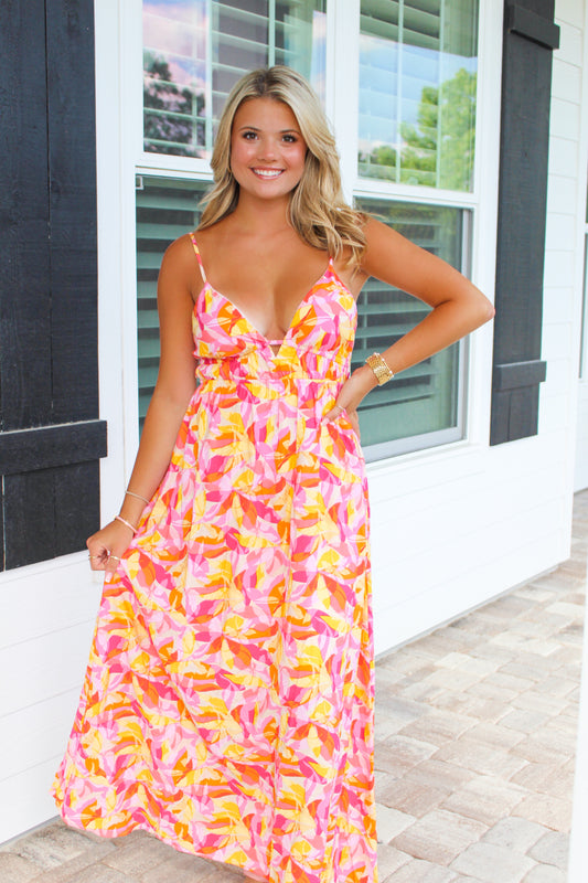 Enchanting Orchid Maxi Dress- Pink Combo