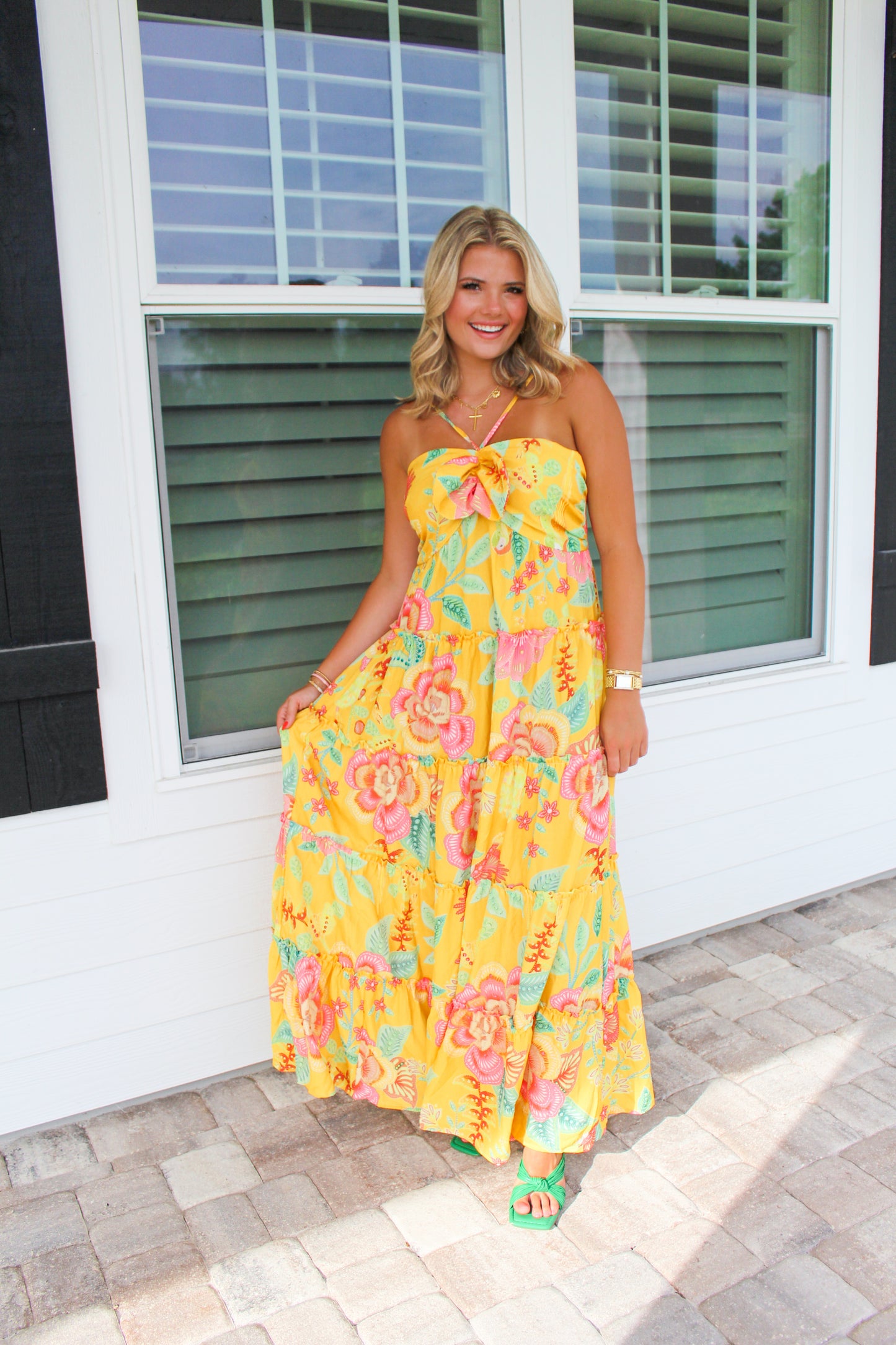 Island Glow Halter Maxi Dress- Orange