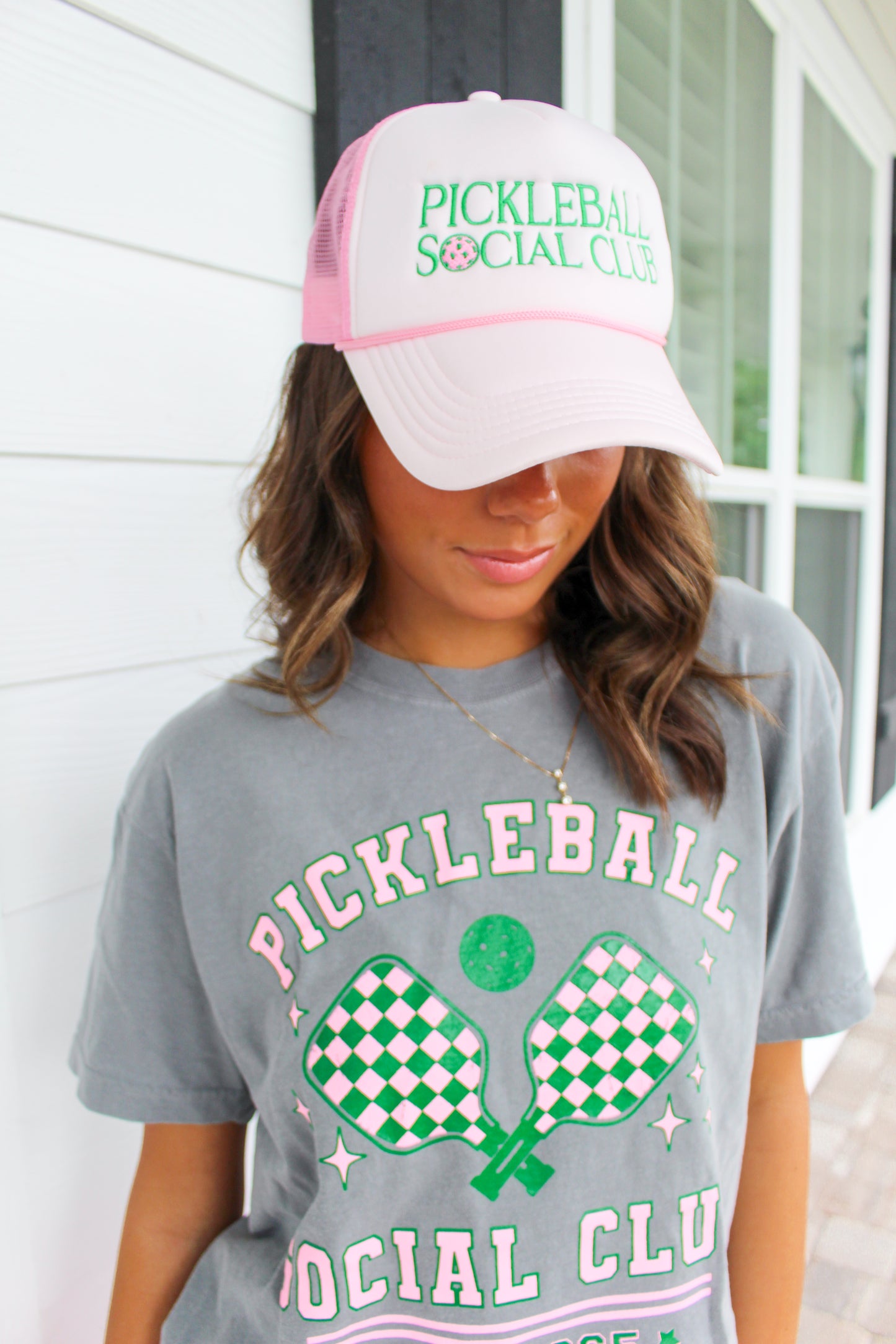 Pickleball Social Club Trucker Hat- Pink