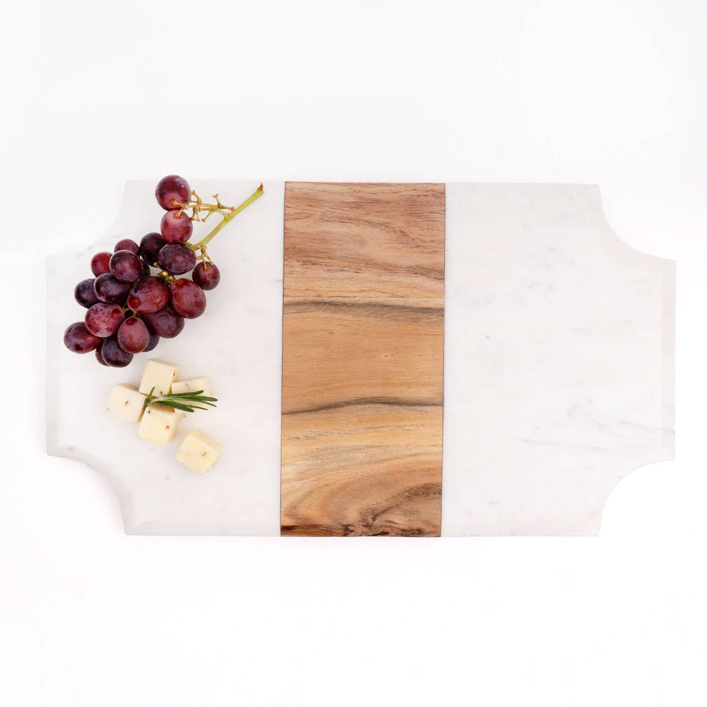 Marble & Wood Beveled Serving Board