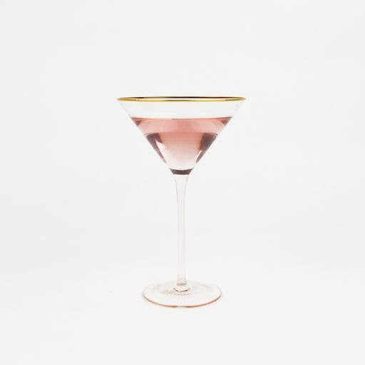 Light Pink Martini Glass w/Gold Rim