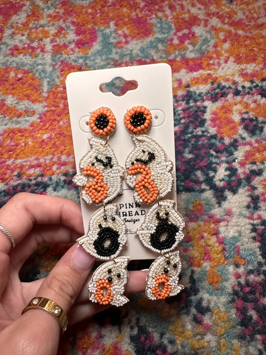 Halloween 3 Tier Ghost Earrings