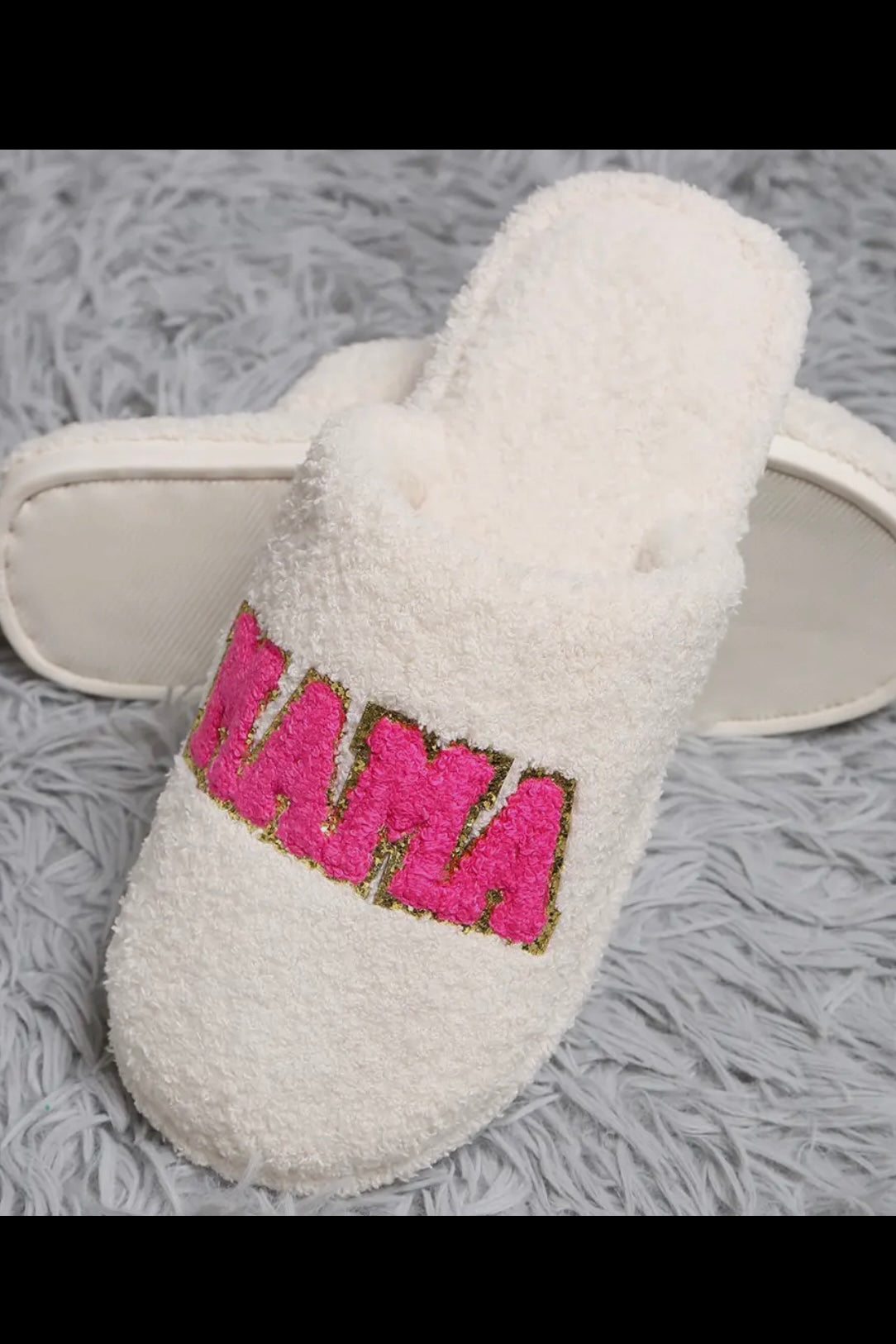 BEST MAMA Chenille Patched Home Slippers- White