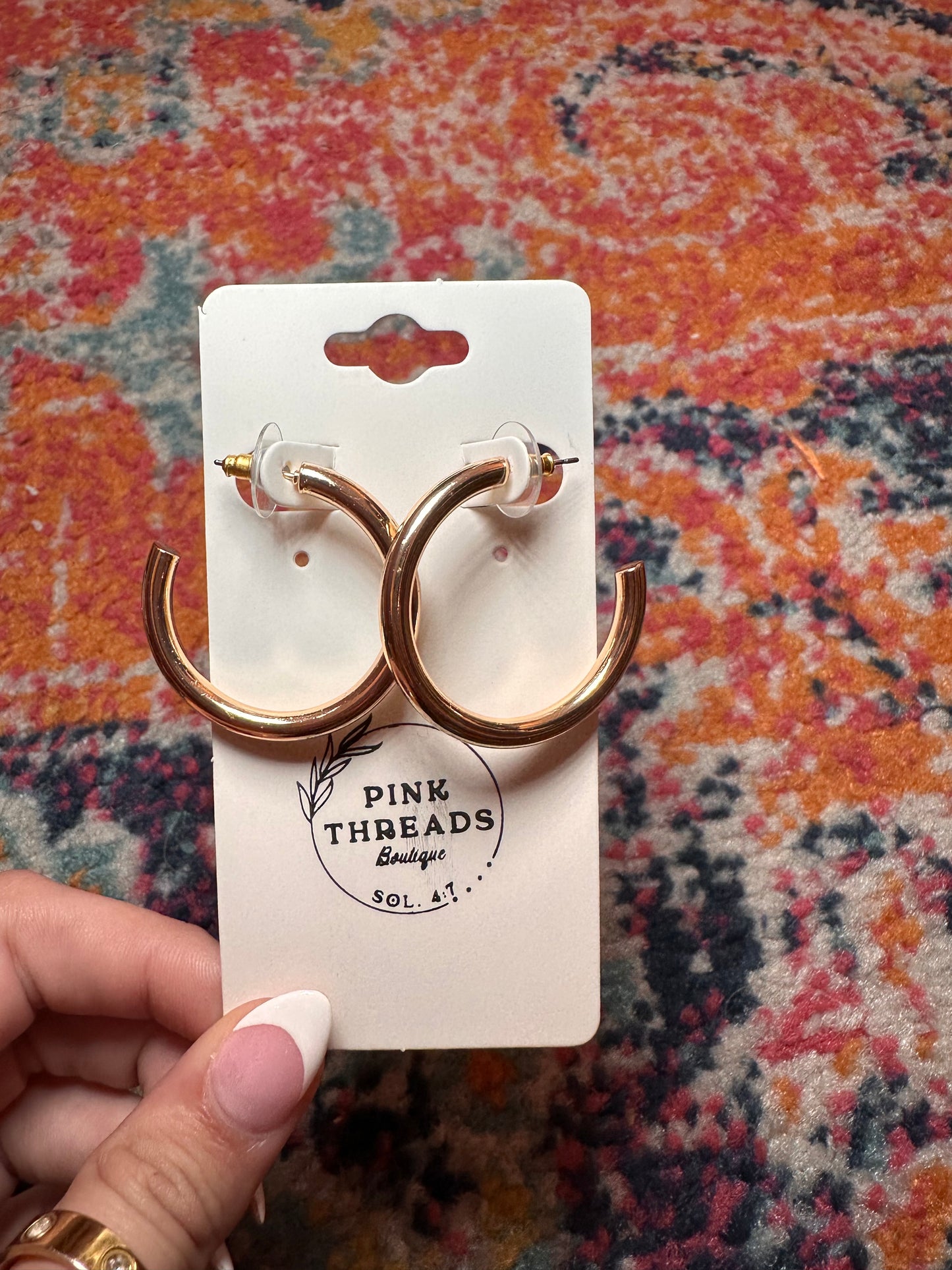 Metal Hollow Hoop Earrings- Gold Small