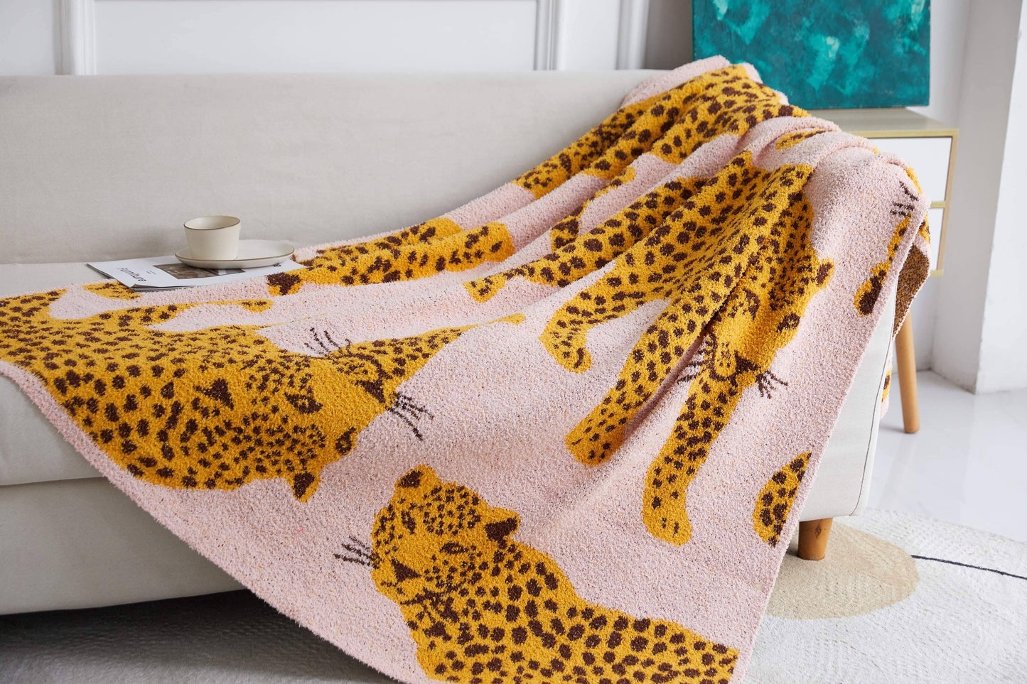 Wild Side Pink Leopard Luxury Blanket