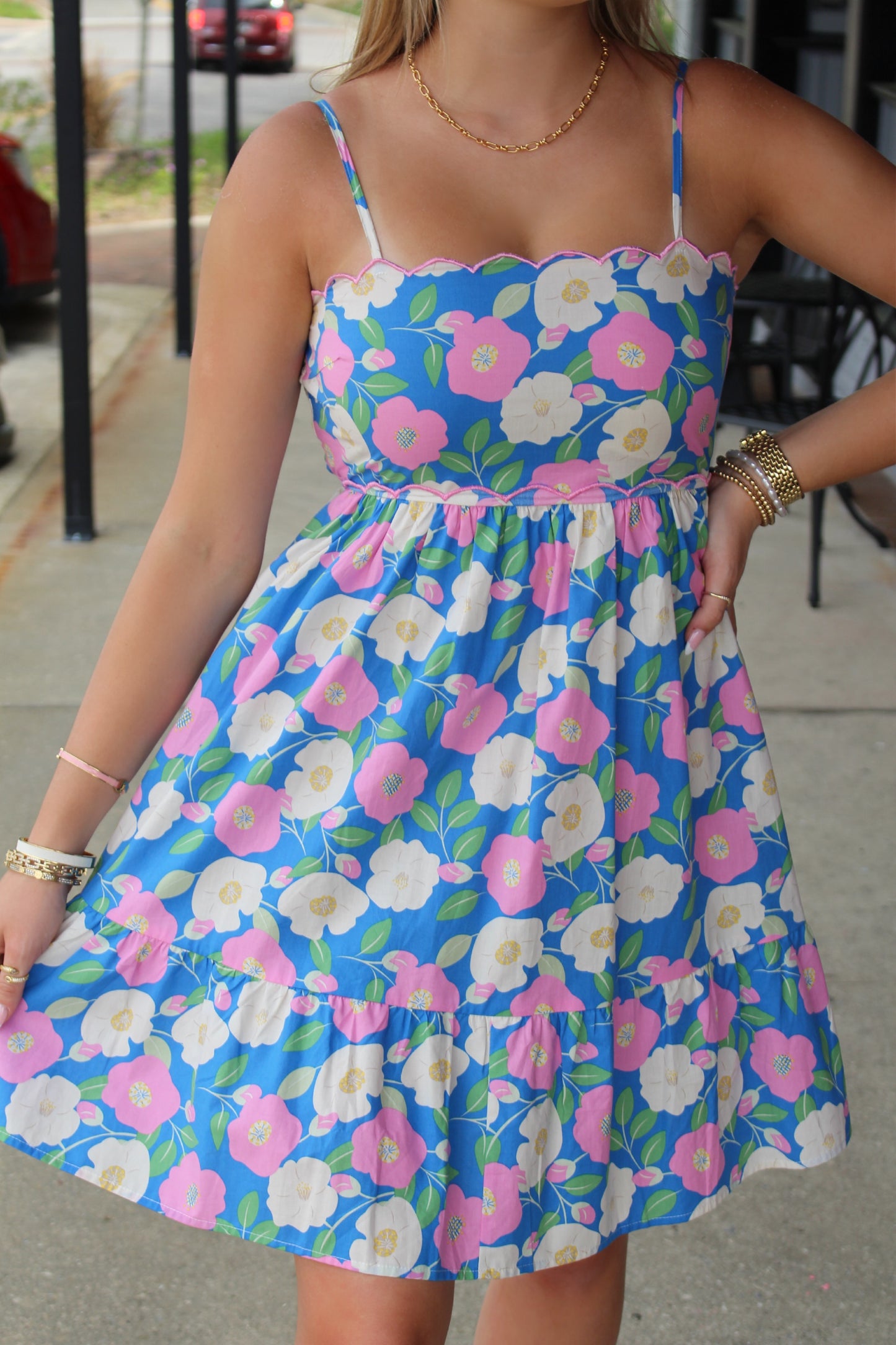 Ditsy Floral Scalloped Dress