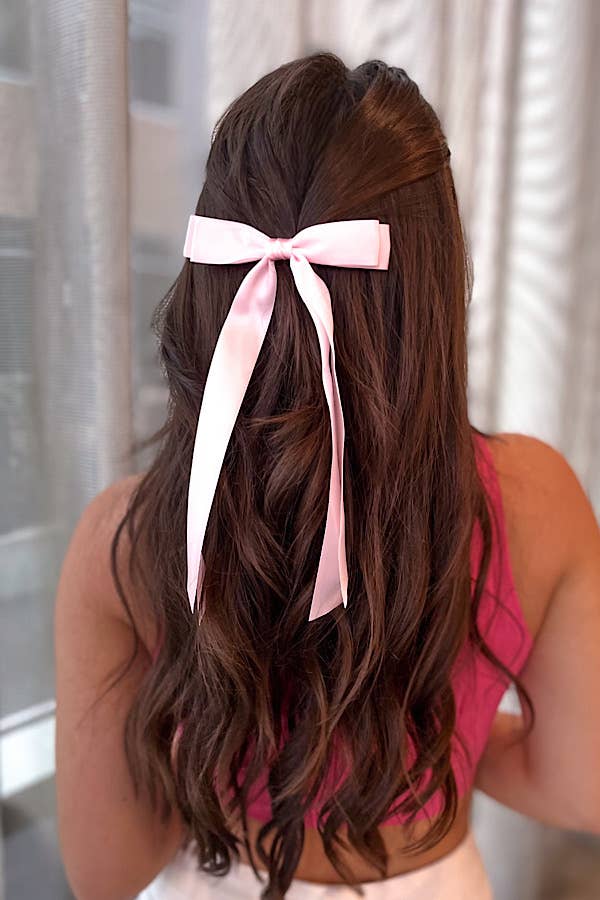 Satin Hair Bow- Pink