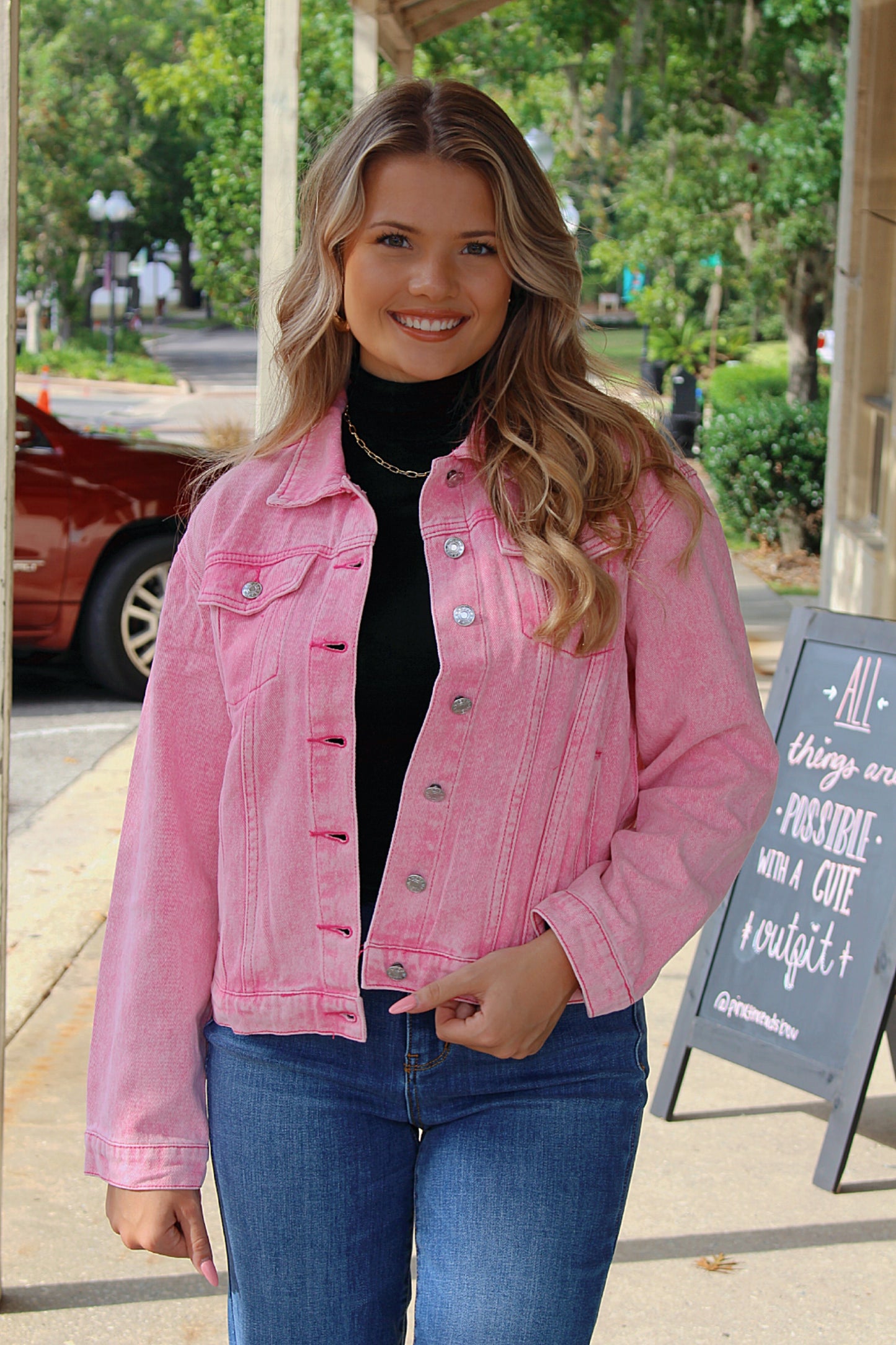 Pink Washed Denim Jacket