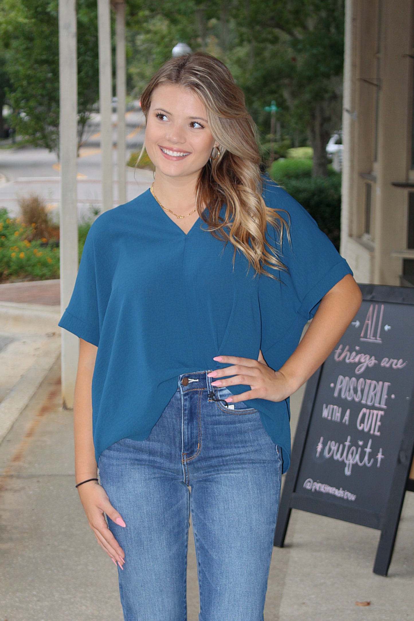 Piper Oversized Top-Teal