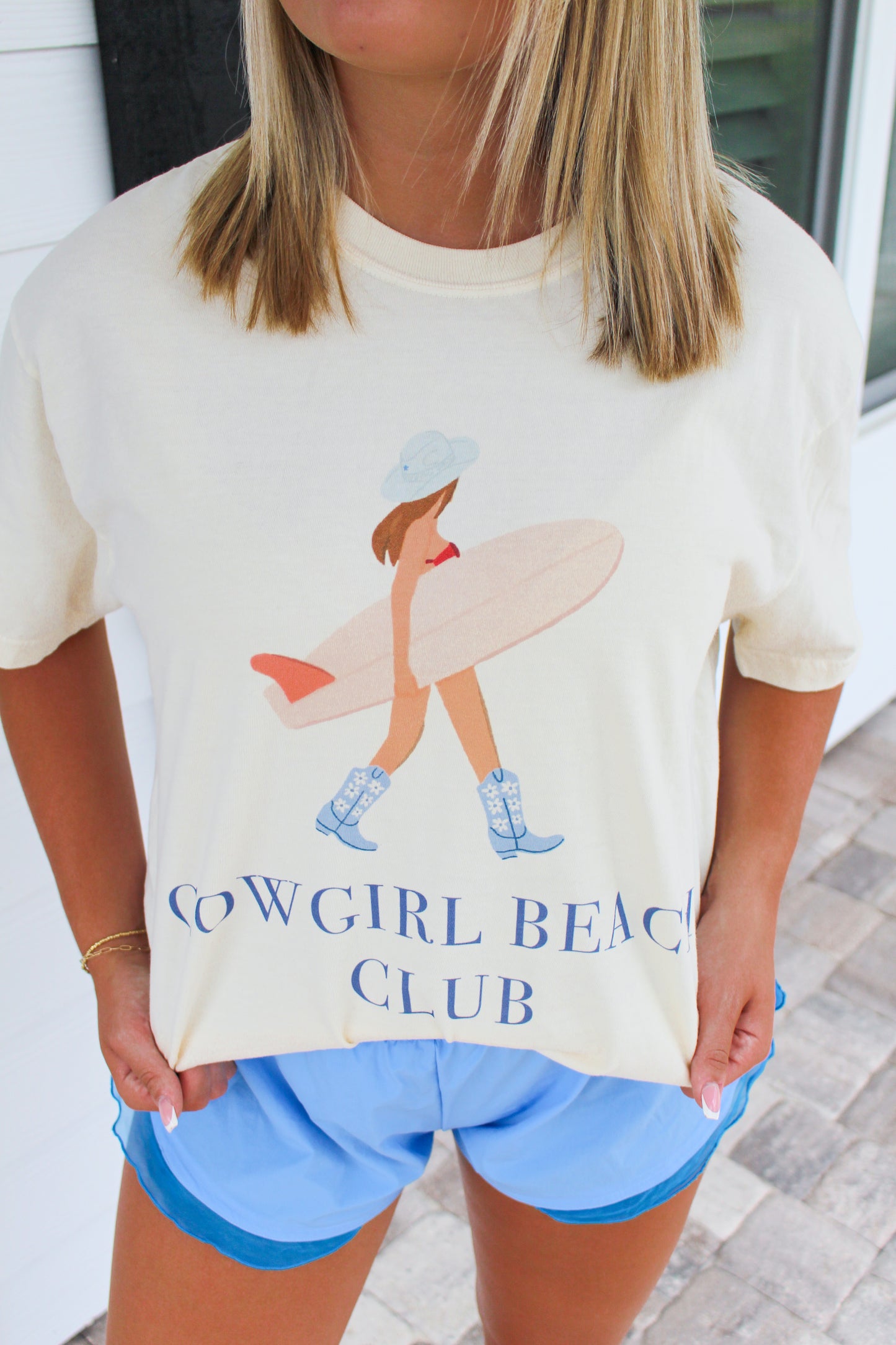 Cowgirl Beach Club Graphic Tee-Ivory