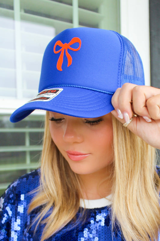 Orange Bow - Royal Blue Trucker