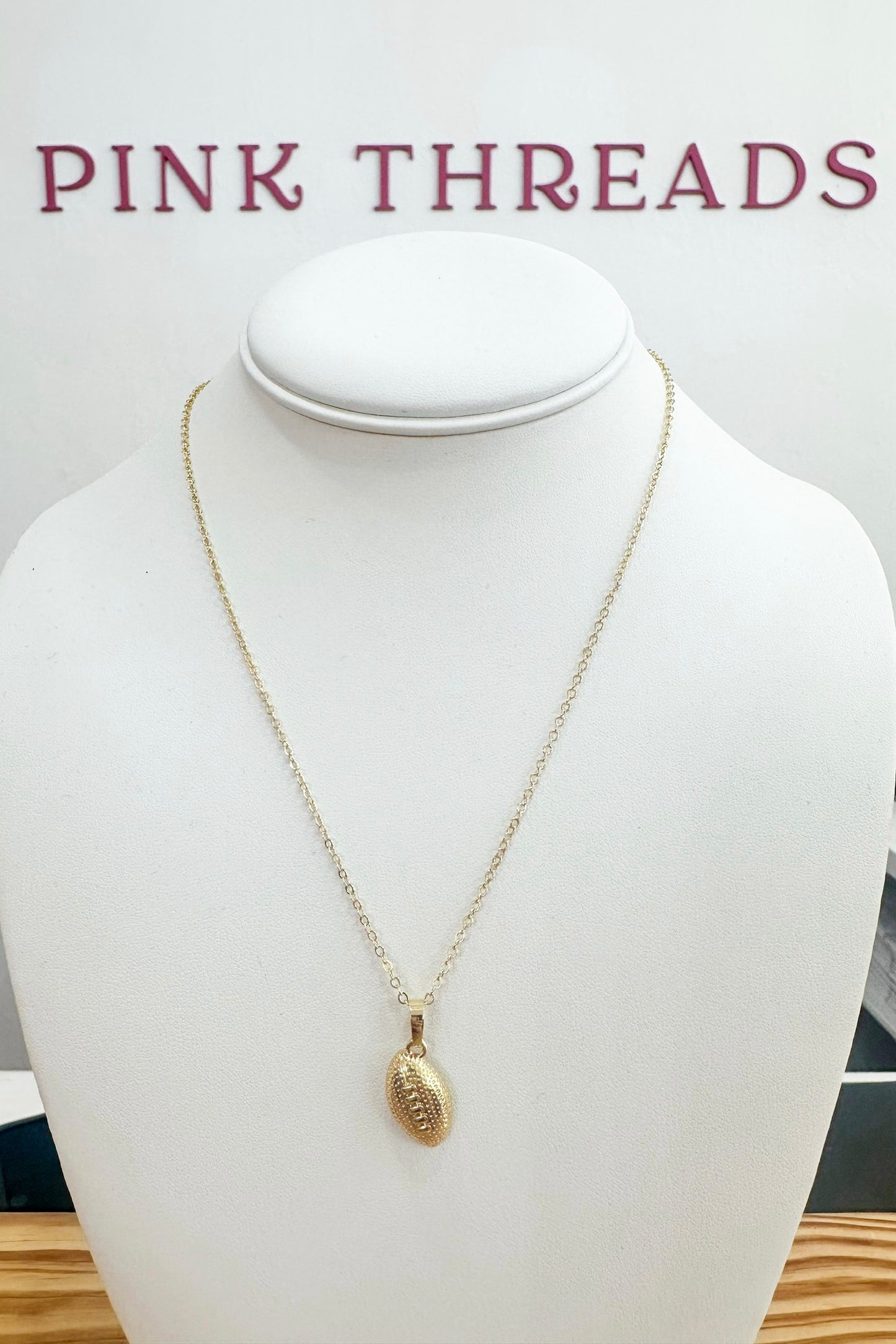 Klassy Rounds Football Necklace- Gold