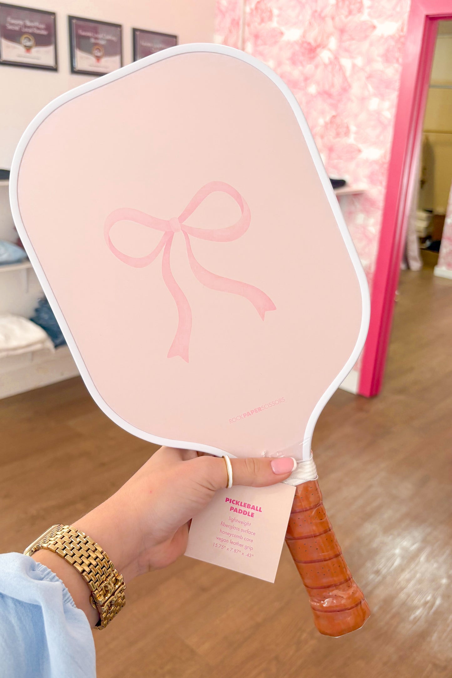 Coquette Pink Bow Floral Pickleball Paddle