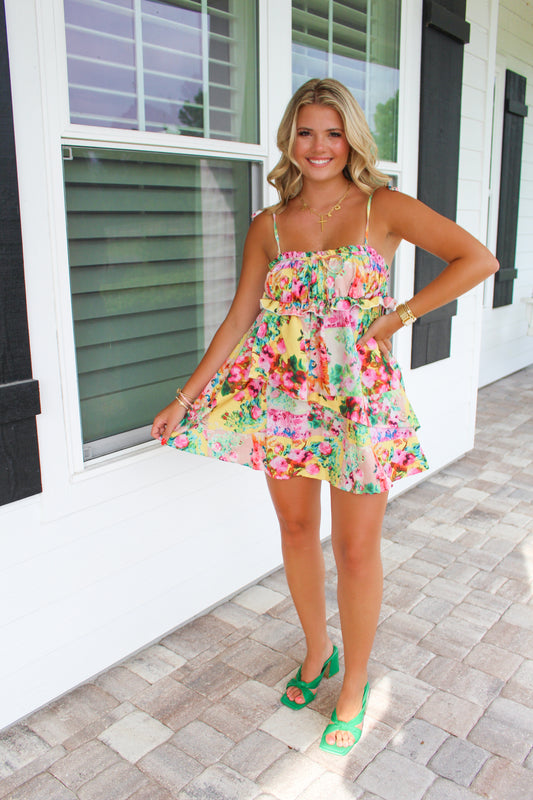 Sunlit Sands Floral Dress- Orange