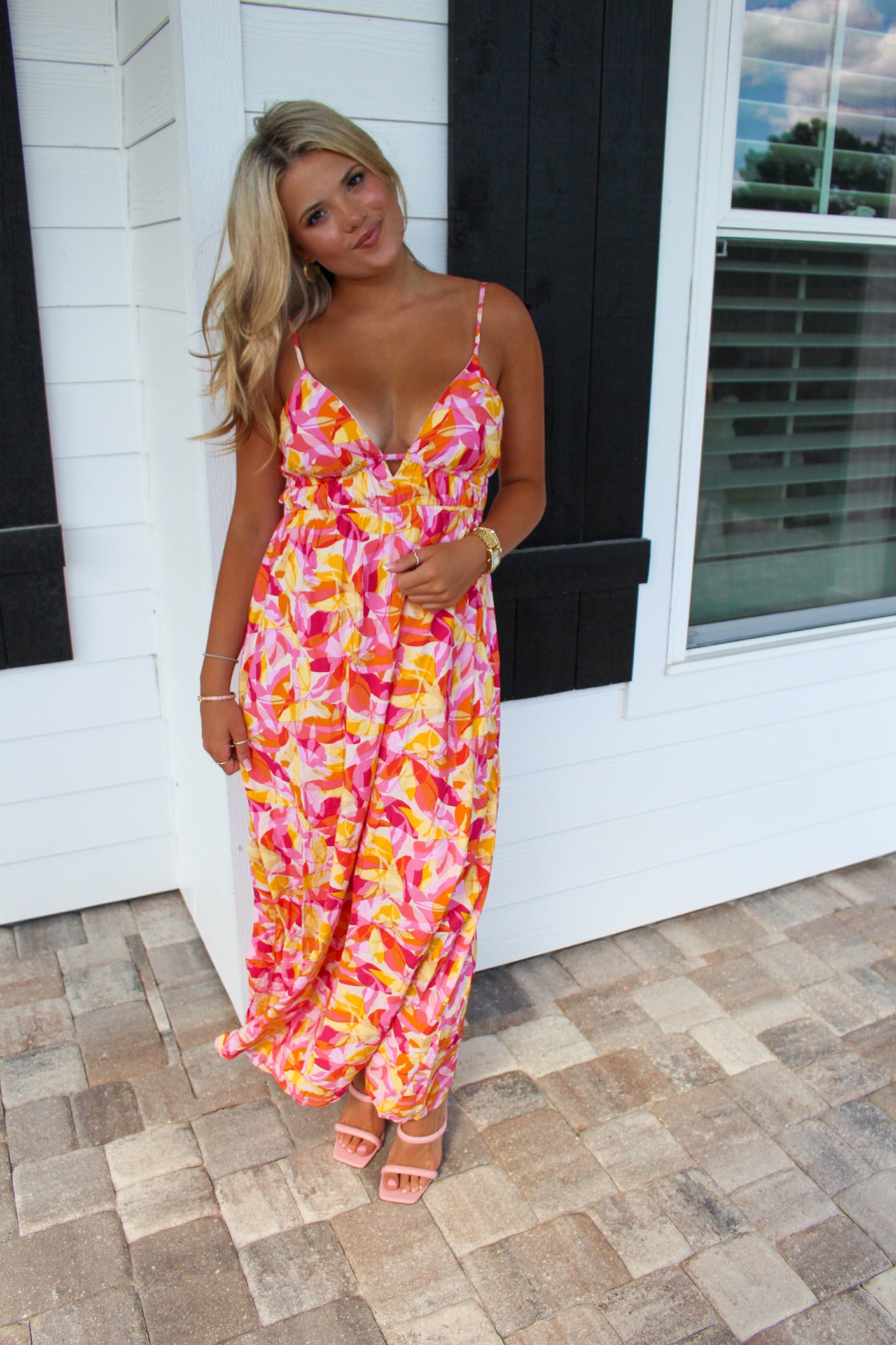 Enchanting Orchid Maxi Dress- Pink Combo