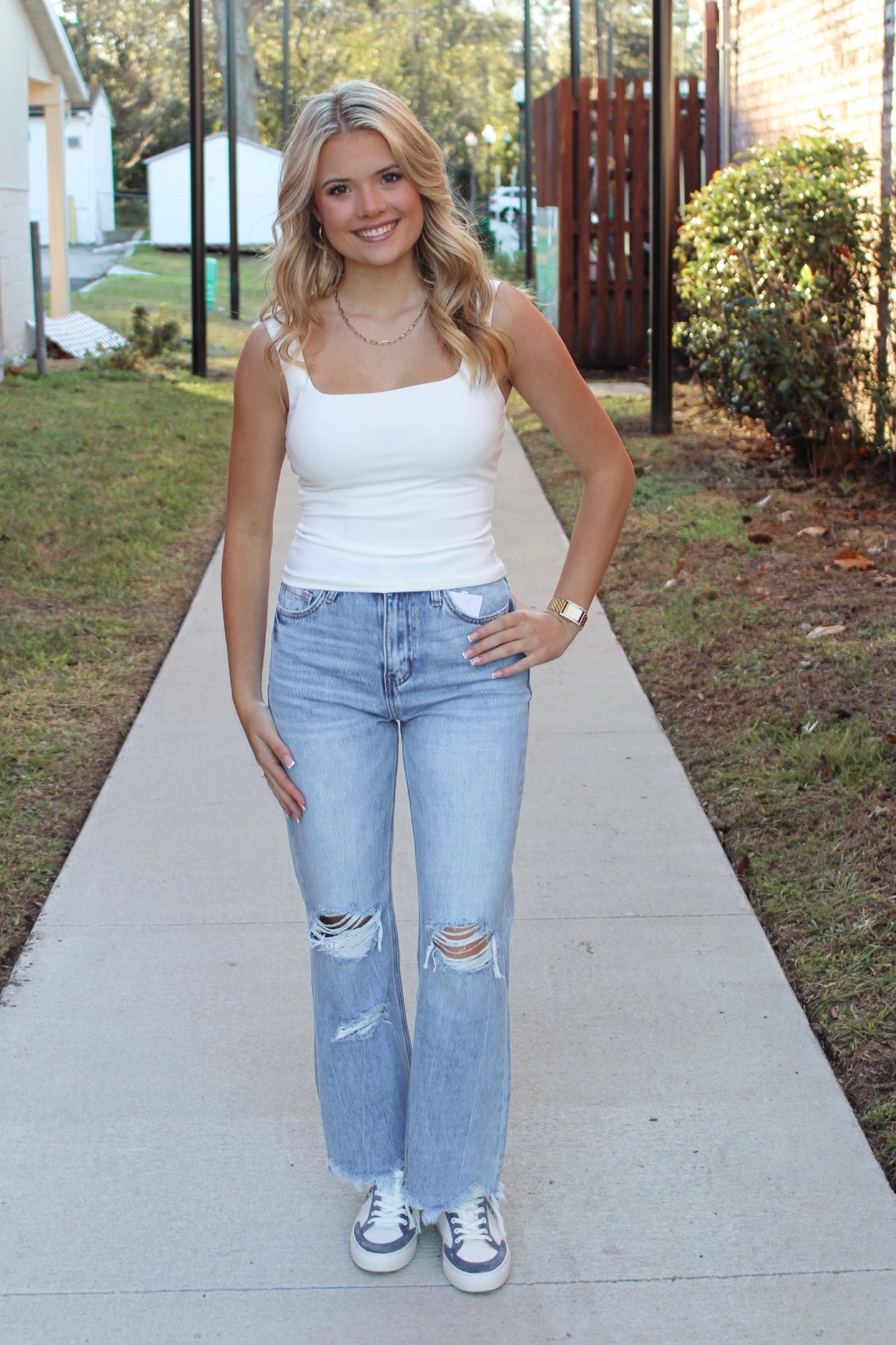 Flawless Square Neck Top- Ivory