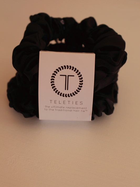 TELETIES Jet Black Small Scrunchies