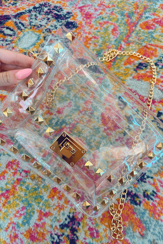 Stadium Purse- Clear Cross Body with Gold Accents