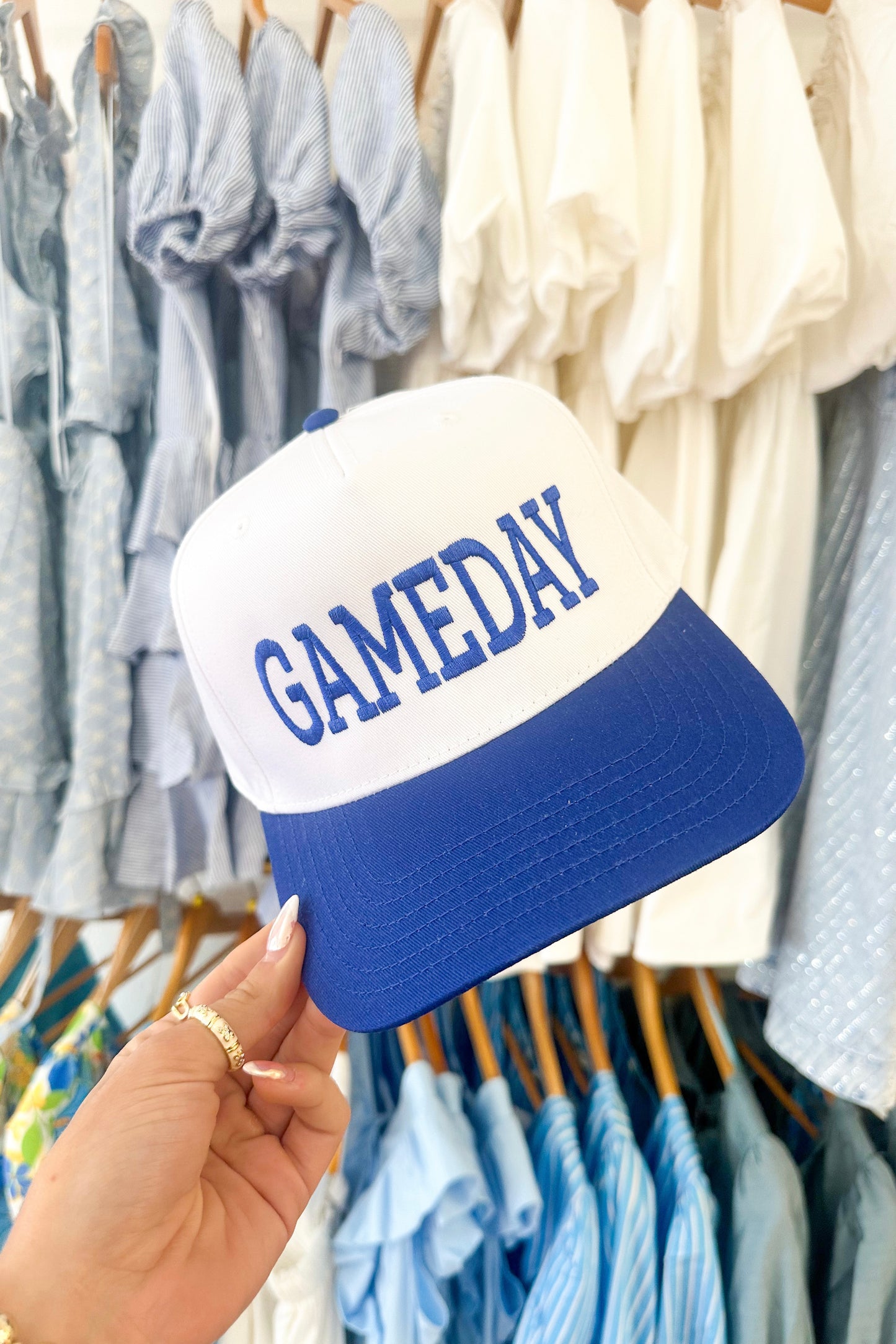 GAMEDAY Two-Toned Vintage Hat- Blue and White