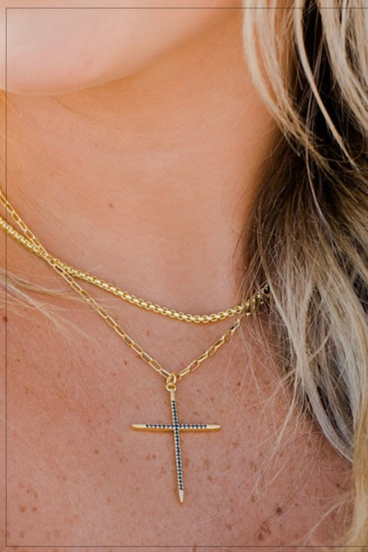 Ocean Dreams Navy Cross Necklace- Klassy Rounds