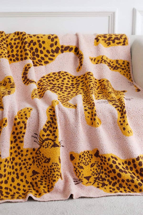 Wild Side Pink Leopard Luxury Blanket