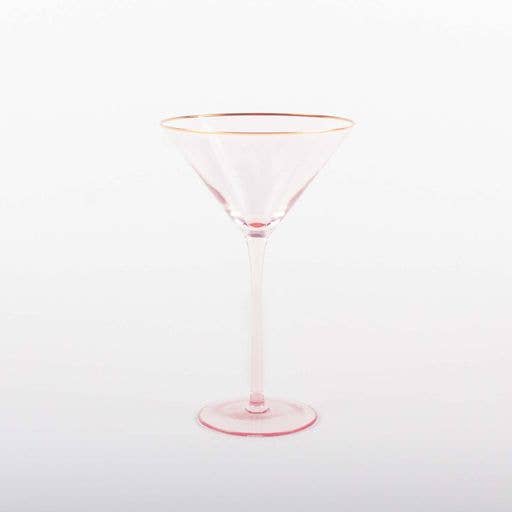 Light Pink Martini Glass w/Gold Rim