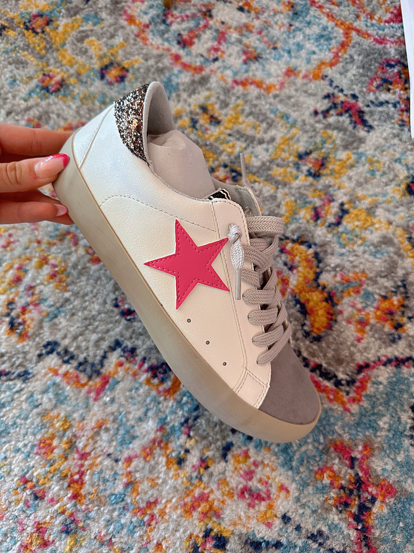 Sparkled All Over Star Sneakers- Pink