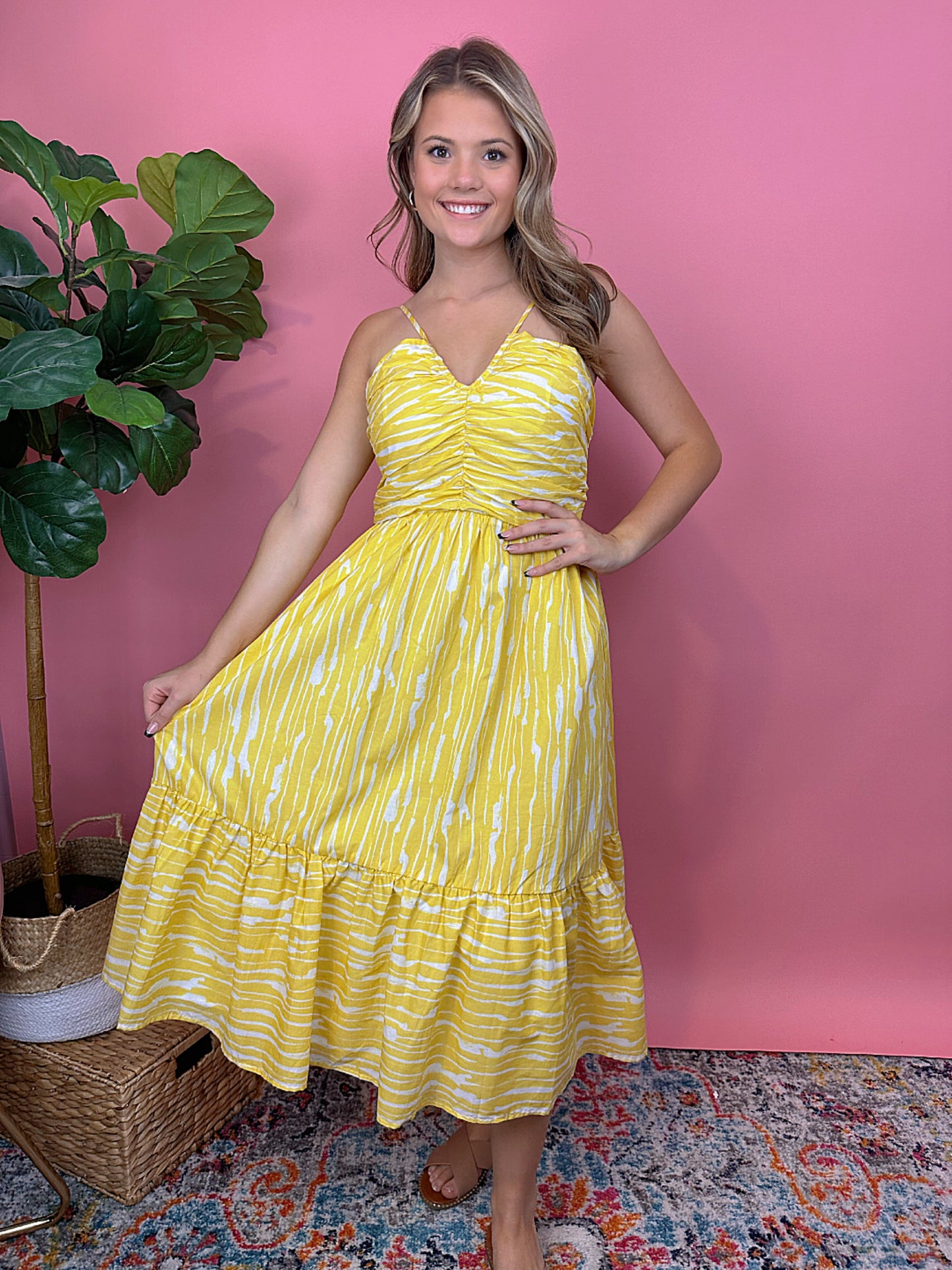 Sunshine Sunny Halter Smocked Dress- Yellow