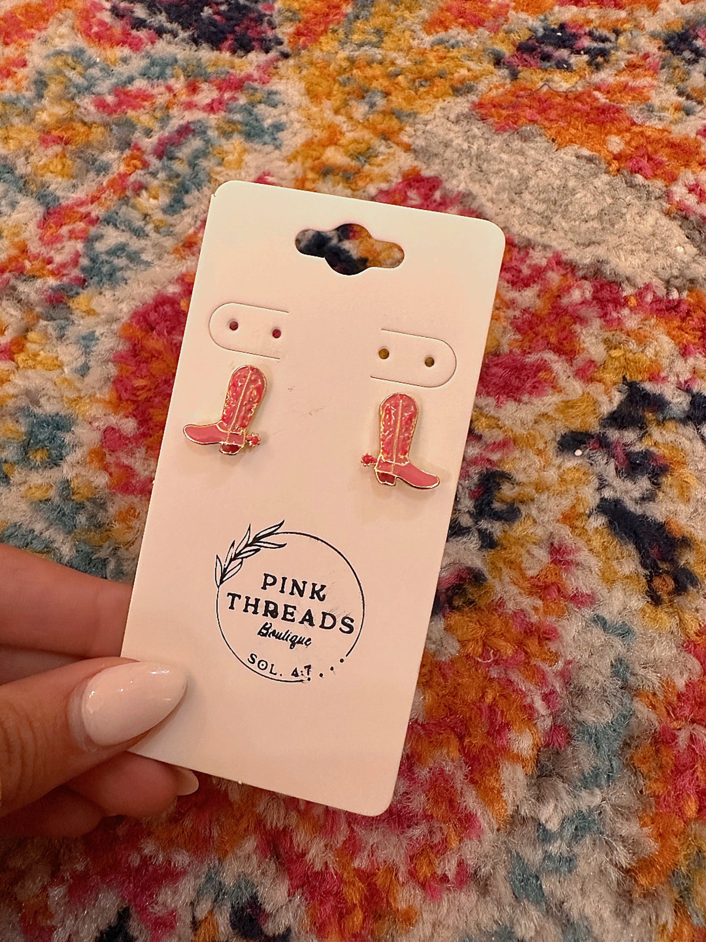 Pink Boot Stud Earrings