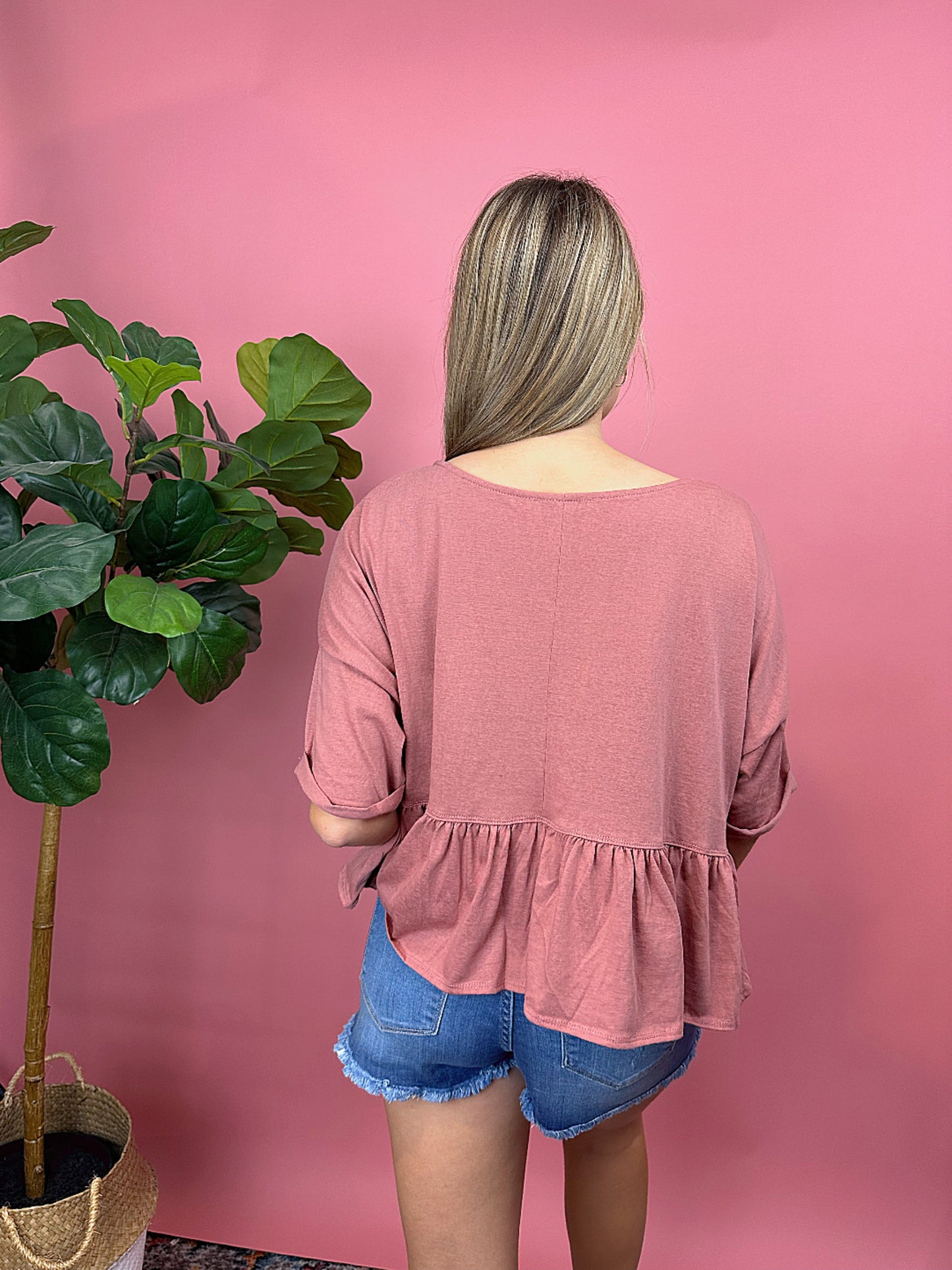 Dear Lover Peplum Top- Mauve