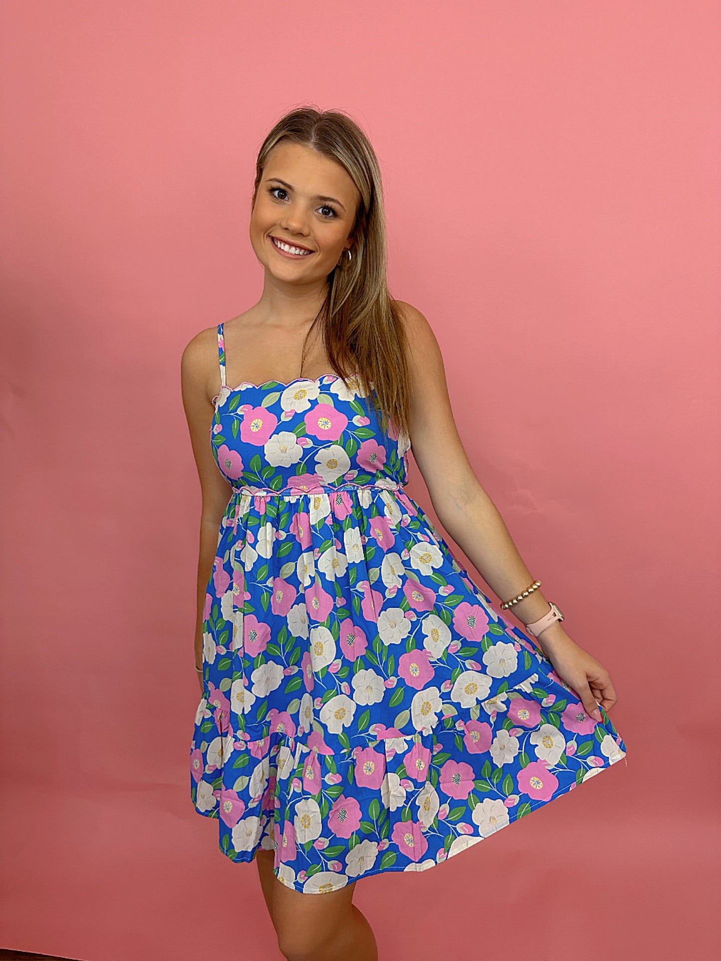 Ditsy Floral Scalloped Dress