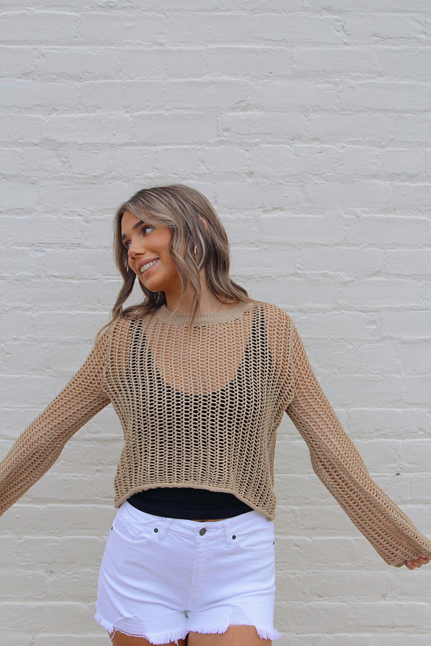 The Isabella Crochet Top- Nude