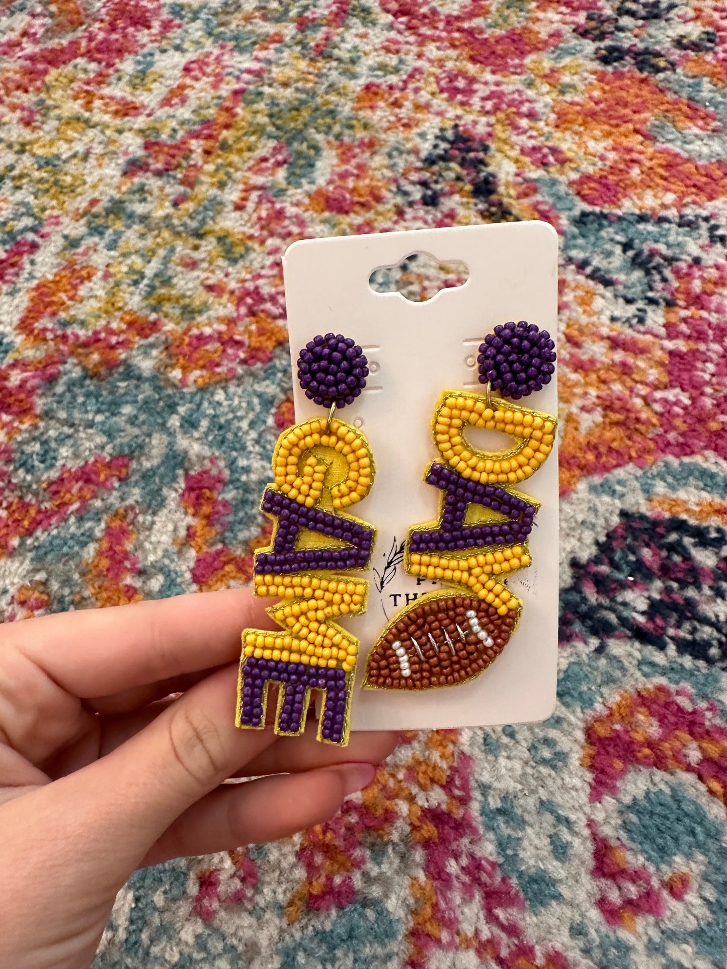 Yellow and Purple Game Day Earrings