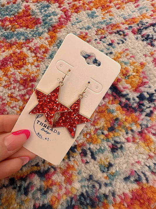 Red Star Earrings