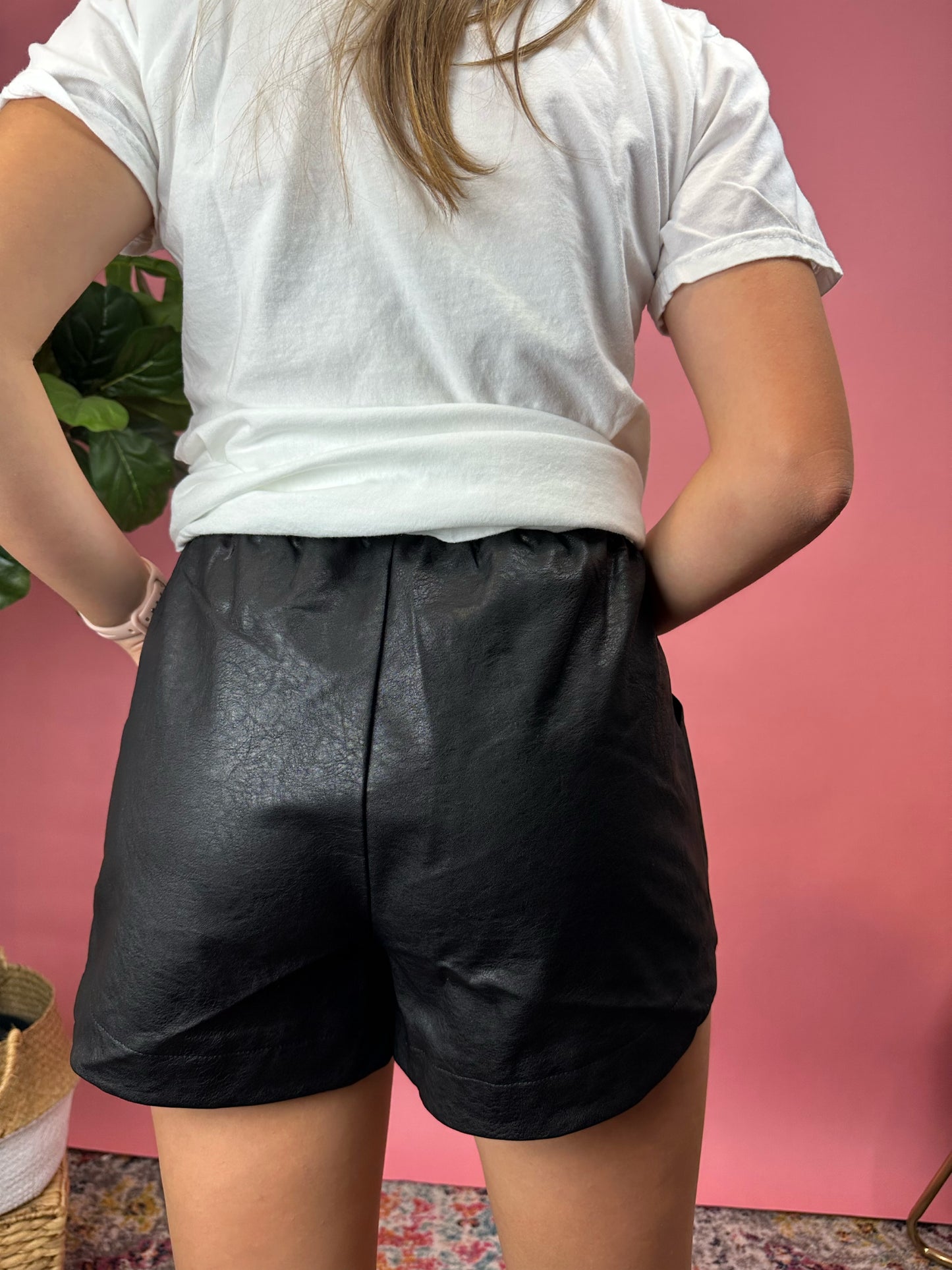 All About It Leather Shorts- Black