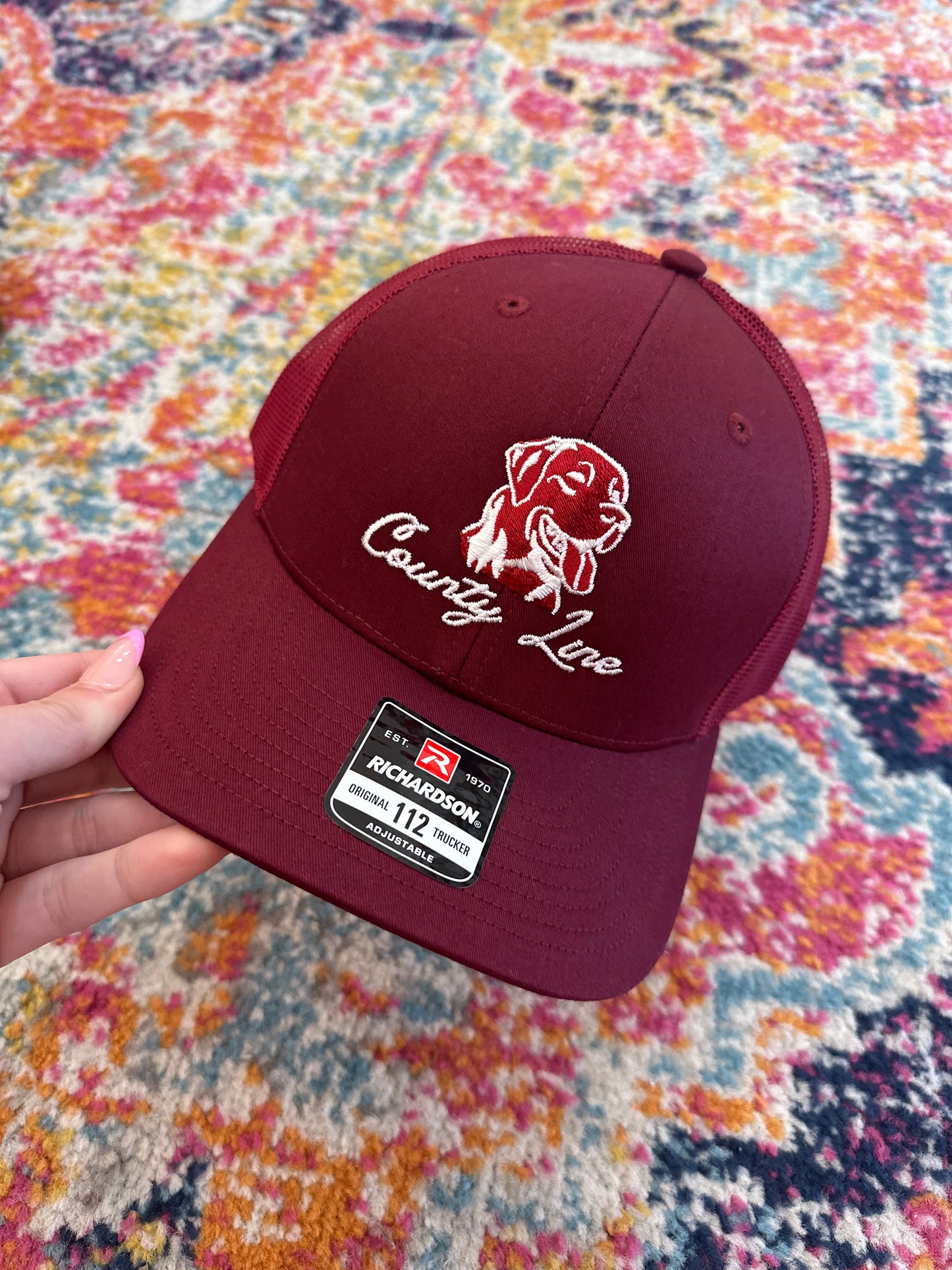 County Line 112 Maroon Trucker Hat