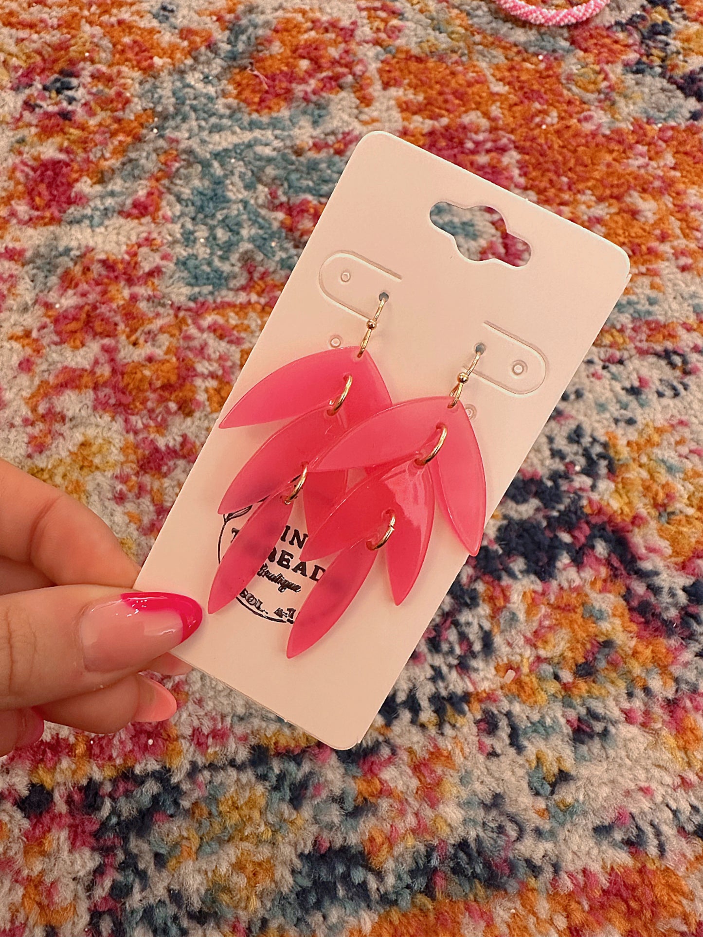Pink Leaf Earrings
