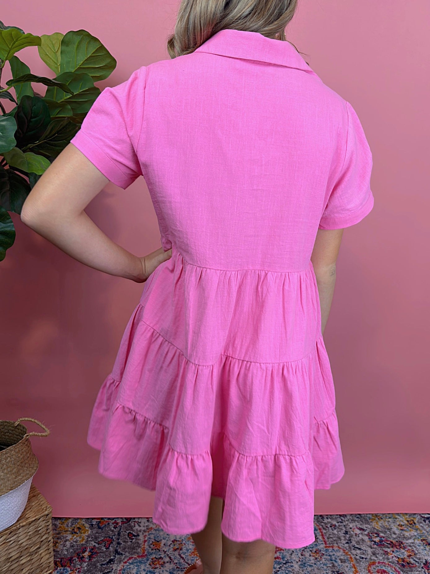 Live A Little Tiered Babydoll Dress- Pink