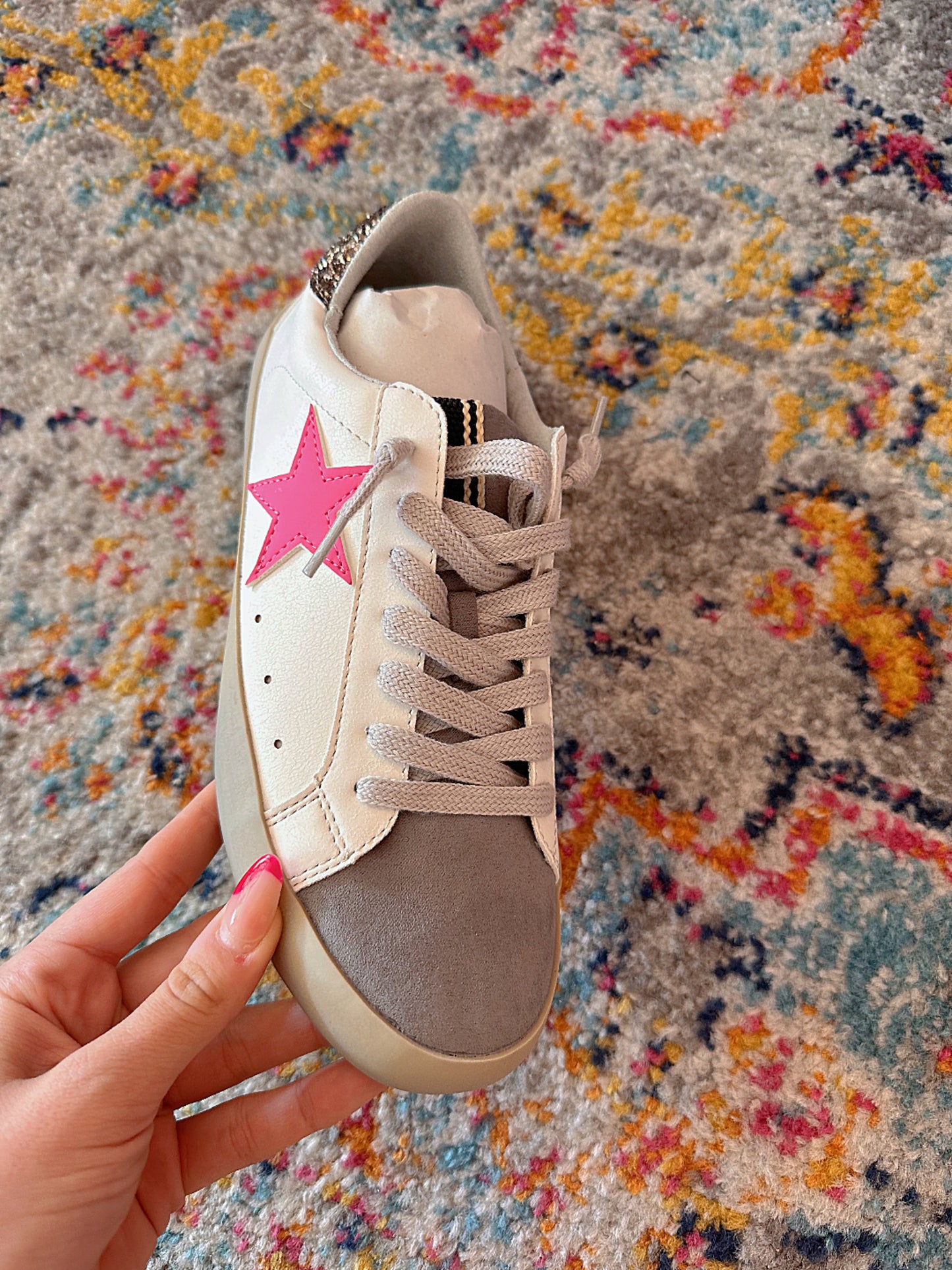 Sparkled All Over Star Sneakers- Pink